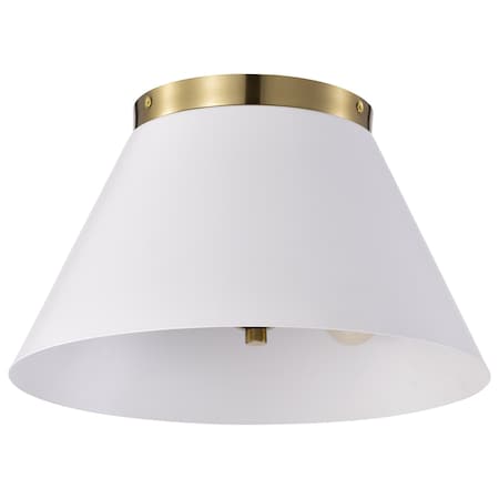 Nuvo Dover 2-Light Small Flush Mount - White with Vintage Brass 60/7418